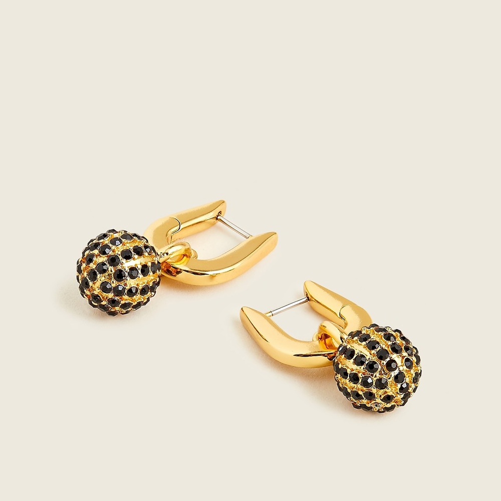 J.CREW Pave’ Ball Huggie Hoop Earrings NWT BlkGld